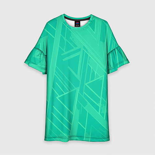 Детское платье Мятный зелёный однотонный геометричный / 3D-принт – фото 1