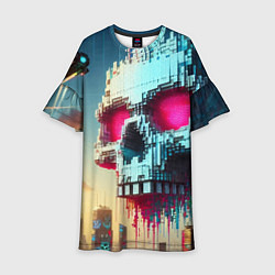 Детское платье Cool pixel skull - ai art fantasy