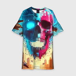 Детское платье Cool vanguard neon cyber skull - ai art