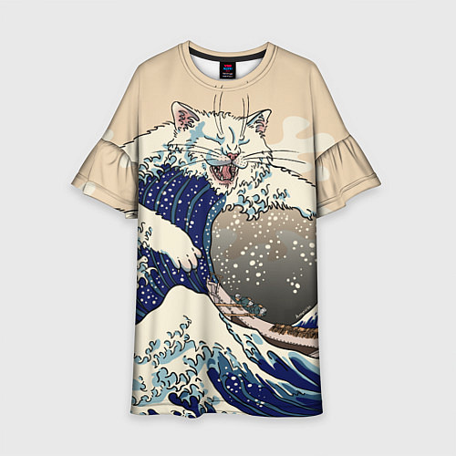 Детское платье Большой котик в Канагаве / 3D-принт – фото 1