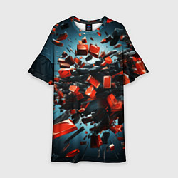 Платье клеш для девочки Геометрический взрыв пластин, цвет: 3D-принт