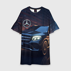 Платье клеш для девочки Mercedes benz auto, цвет: 3D-принт