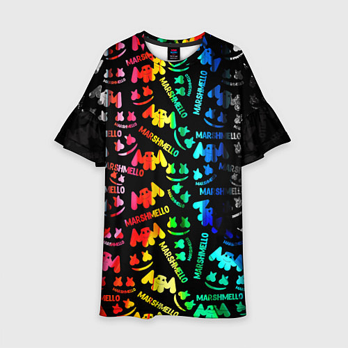 Детское платье Marshmello neon color / 3D-принт – фото 1