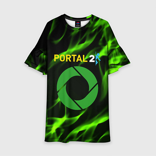 Детское платье Portal green flame / 3D-принт – фото 1