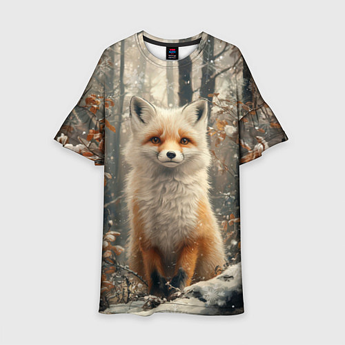 Детское платье Бело-рыжая лиса / 3D-принт – фото 1