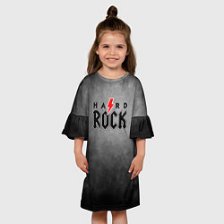 Платье клеш для девочки Hard rock on dark grey, цвет: 3D-принт — фото 2