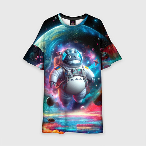 Детское платье Astronaut Totoro in neon space - ai art fantasy / 3D-принт – фото 1