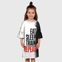 Платье клеш для девочки Eat sleep train repeat, цвет: 3D-принт — фото 2