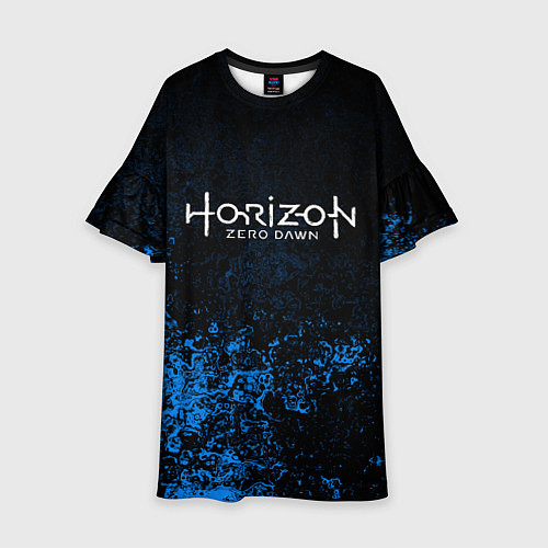 Детское платье Horizon: Zero Dawn синие брызги красок / 3D-принт – фото 1
