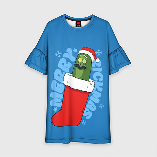 Детское платье Новогодний Рик огурчик - Merry Rickmas / 3D-принт – фото 1