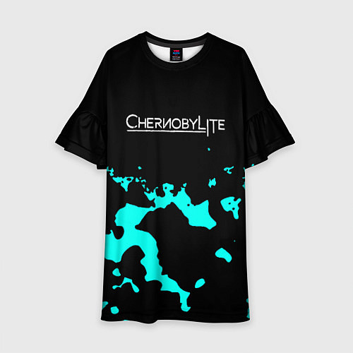 Детское платье Chernobylite камуфляж голубой / 3D-принт – фото 1