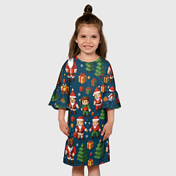 Платье клеш для девочки Mintrcraft pattern новый год, цвет: 3D-принт — фото 2