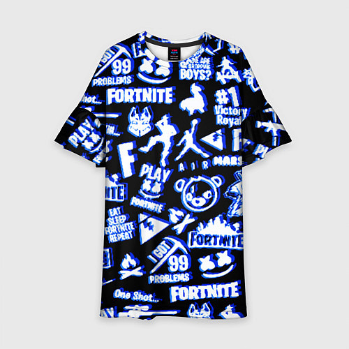 Детское платье Fortnite neon game steel / 3D-принт – фото 1