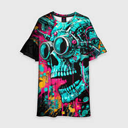 Детское платье Cyber skull sketch - color blots