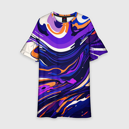 Детское платье Разноцветная абстракция разводов / 3D-принт – фото 1