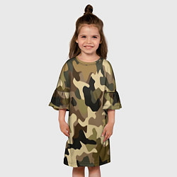 Платье клеш для девочки Милитари камуфляж, цвет: 3D-принт — фото 2