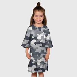 Платье клеш для девочки Камуфляж армейский серый, цвет: 3D-принт — фото 2