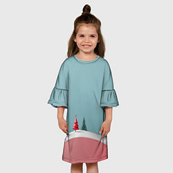 Платье клеш для девочки Новый год минимализм, цвет: 3D-принт — фото 2