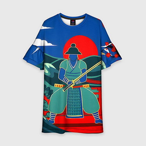 Детское платье Яркий ретро самурай / 3D-принт – фото 1