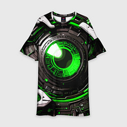 Платье клеш для девочки Зелёная сфера киберпанк, цвет: 3D-принт