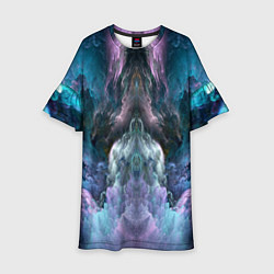 Платье клеш для девочки Фантастический неоновый космос, цвет: 3D-принт