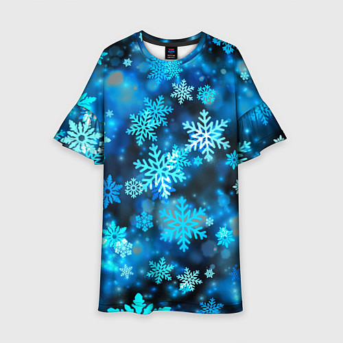 Детское платье Снежный новогодний узор / 3D-принт – фото 1