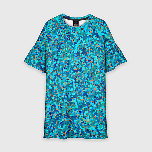 Детское платье Сине-голубой пуантилизм / 3D-принт – фото 1