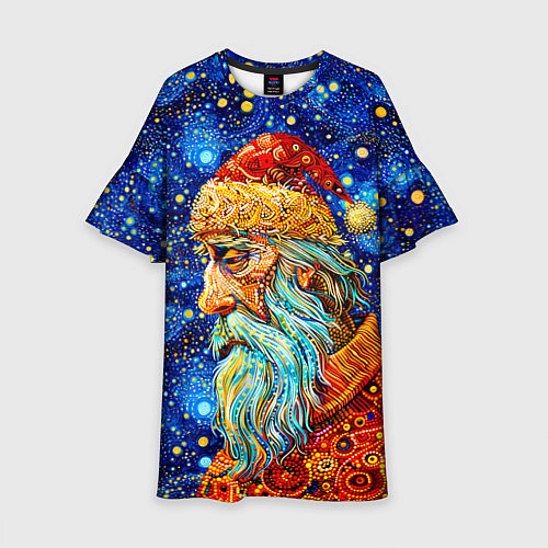 Детское платье Santa Claus: pop-art-brut-nouveau pointillism / 3D-принт – фото 1