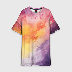 Платье клеш для девочки Краски акварели, цвет: 3D-принт