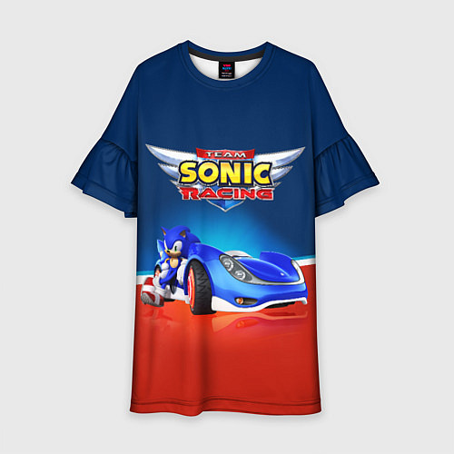 Детское платье Hedgehog - Sonic racing team / 3D-принт – фото 1