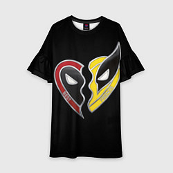 Платье клеш для девочки Deadpool and Wolverine best friends, цвет: 3D-принт