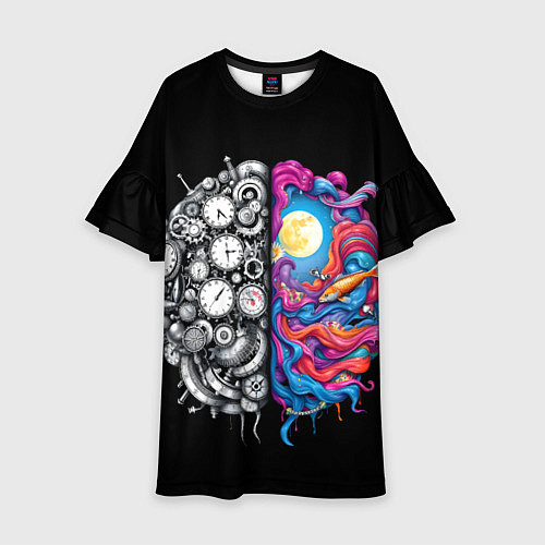 Детское платье Правое и левое полушарие / 3D-принт – фото 1