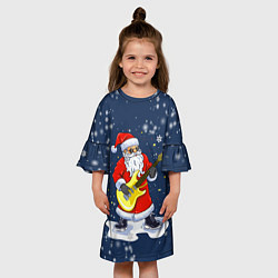 Платье клеш для девочки Новогодний музыкант дед мороз, цвет: 3D-принт — фото 2