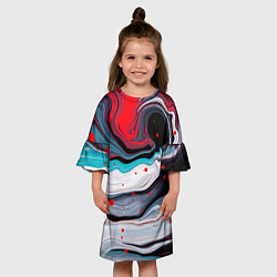 Платье клеш для девочки Флюид арт абстракция, цвет: 3D-принт — фото 2