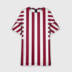 Платье клеш для девочки Бело красный узор в полоску, цвет: 3D-принт