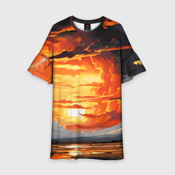 Платье клеш для девочки Багровый закат, цвет: 3D-принт