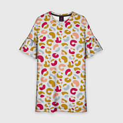 Платье клеш для девочки Разноцветный леопардовый узор, цвет: 3D-принт