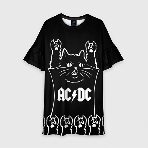 Детское платье AC DC: cat rock / 3D-принт – фото 1