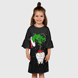 Платье клеш для девочки Гринч похищает у зубной феи, цвет: 3D-принт — фото 2