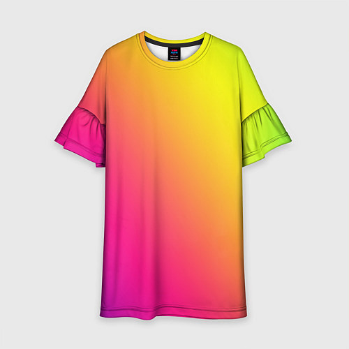 Детское платье Градиент зелёно-фиолетовый насыщенный / 3D-принт – фото 1