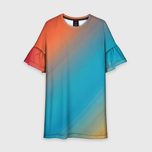 Детское платье Сине-оранжевый градиент / 3D-принт – фото 1