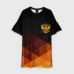 Платье клеш для девочки Герб России геометрия, цвет: 3D-принт