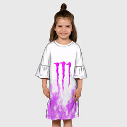 Платье клеш для девочки Monster energy neon flame, цвет: 3D-принт — фото 2