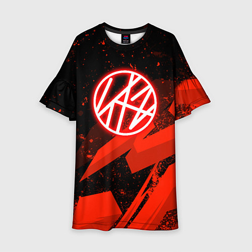 Детское платье Stray kids - красная абстракция / 3D-принт – фото 1