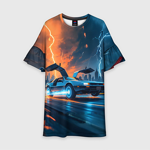 Детское платье Автомобиль и ночные молнии / 3D-принт – фото 1