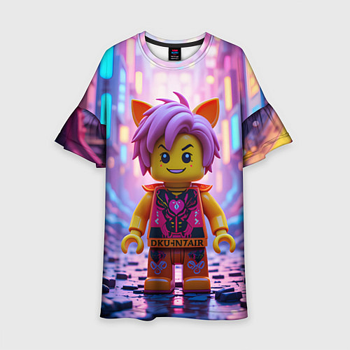 Детское платье Роблокс с фиолетовыми волосами / 3D-принт – фото 1