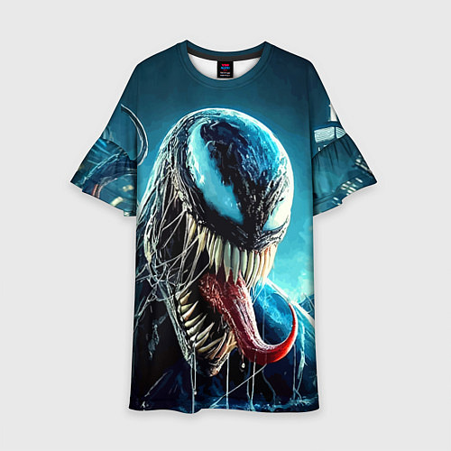 Детское платье Venom in metropolis - ai art neon fantasy / 3D-принт – фото 1