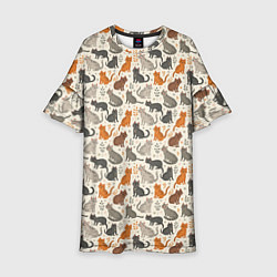Платье клеш для девочки Мурлыкающий узор, цвет: 3D-принт