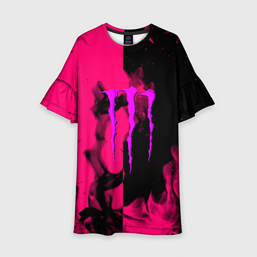 Детское платье Monster energy fire pink / 3D-принт – фото 1