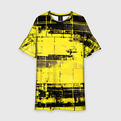 Платье клеш для девочки Чёрно-жёлтый техно-паттерн, цвет: 3D-принт